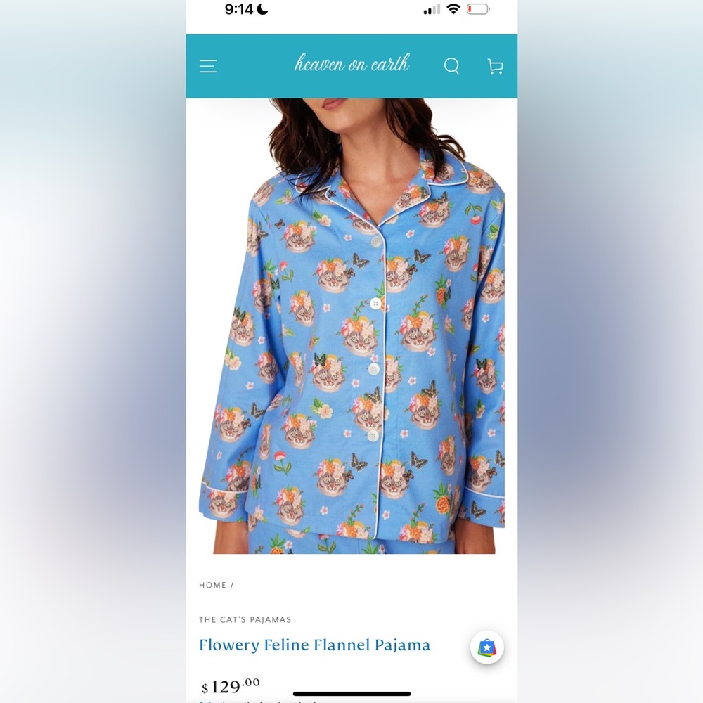 THE cat’s Pajamas Flannel 100% cotton